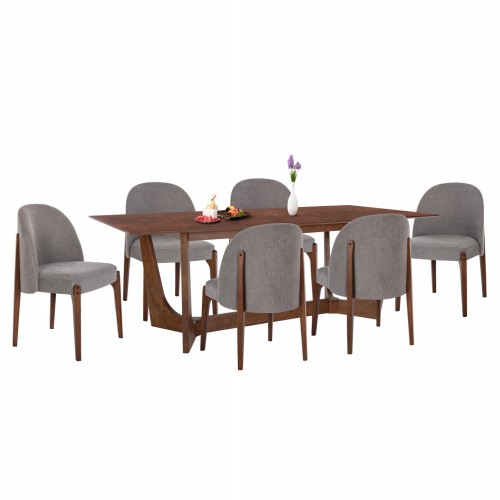 ΣΕΤ ΤΡΑΠΕΖΑΡΙΑΣ 7ΤΜΧ RIMER HM21339 ΤΡΑΠΕΖΙ ΑΠΟ MDF--ΚΑΡΕΚΛΕΣ ΑΠΟ RUBBERWOOD ΥΦΑΣΜΑ c534597