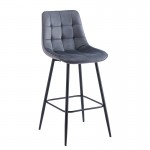 MYRIAM Σκαμπό BAR Μέταλλο Βαφή Μαύρο Ύφασμα Velure Σκούρο Γκρι SET 2τμχ c534638