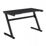 GAMING Γραφείο 120x60cm Μέταλλο Βαφή Μαύρο Επιφάνεια MDF Μαύρο με Βάση ακουστικών c534641