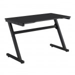 GAMING Γραφείο 120x60cm Μέταλλο Βαφή Μαύρο Επιφάνεια MDF Μαύρο με Βάση ακουστικών c534641