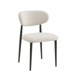 POINT Καρέκλα Τραπεζαρίας Μέταλλο Βαφή Μαύρο Ύφασμα Μπεζ SET 4τμχ c534645