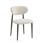 POINT Καρέκλα Τραπεζαρίας Μέταλλο Βαφή Μαύρο Ύφασμα Μπεζ SET 4τμχ c534645