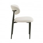 POINT Καρέκλα Τραπεζαρίας Μέταλλο Βαφή Μαύρο Ύφασμα Μπεζ SET 4τμχ c534645