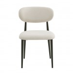 POINT Καρέκλα Τραπεζαρίας Μέταλλο Βαφή Μαύρο Ύφασμα Μπεζ SET 4τμχ c534645