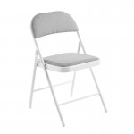 BRENDA Καρέκλα Πτυσσόμενη Μέταλλο Βαφή Άσπρο Ύφασμα Γκρι SET 6τμχ c534652