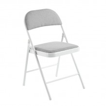 BRENDA Καρέκλα Πτυσσόμενη Μέταλλο Βαφή Άσπρο Ύφασμα Γκρι SET 6τμχ c534652