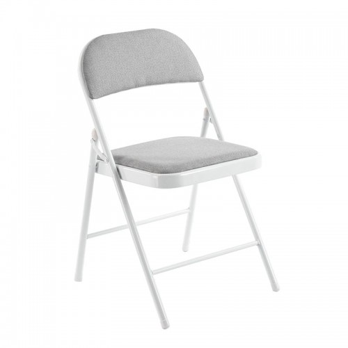 BRENDA Καρέκλα Πτυσσόμενη Μέταλλο Βαφή Άσπρο Ύφασμα Γκρι SET 6τμχ c534652