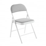 BRENDA Καρέκλα Πτυσσόμενη Μέταλλο Βαφή Άσπρο Ύφασμα Γκρι SET 6τμχ c534652