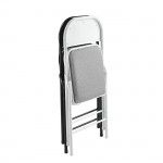 BRENDA Καρέκλα Πτυσσόμενη Μέταλλο Βαφή Άσπρο Ύφασμα Γκρι SET 6τμχ c534652