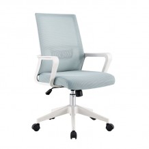 BF2965 Πολυθρόνα Γραφείου Ύφασμα Γκρι-Μπλε Mesh Βάση PP Άσπρο c534655