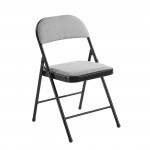 BRENDA Καρέκλα Πτυσσόμενη Μέταλλο Βαφή Μαύρο Ύφασμα Γκρι SET 6τμχ c534657