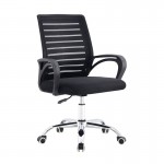 BF2140 Πολυθρόνα Γραφείου Μέταλλο Χρώμιο Mesh Μαύρο c534663