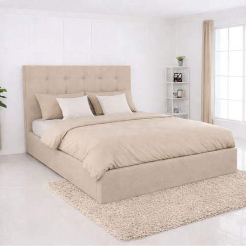 DOLCE Κρεβάτι Διπλό με Αποθηκευτικό Χώρο για Στρώμα 160x200cm Ύφασμα Μπεζ c534669