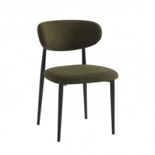 POINT Καρέκλα Τραπεζαρίας Μέταλλο Βαφή Μαύρο Ύφασμα Olive Green SET 4τμχ c534678