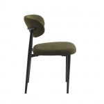 POINT Καρέκλα Τραπεζαρίας Μέταλλο Βαφή Μαύρο Ύφασμα Olive Green SET 4τμχ c534678