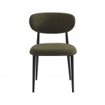 POINT Καρέκλα Τραπεζαρίας Μέταλλο Βαφή Μαύρο Ύφασμα Olive Green SET 4τμχ c534678