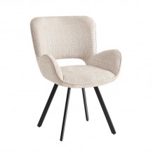 VETA Πολυθρόνα Περιστρεφόμενη Μέταλλο Βαφή Μαύρο Ύφασμα Μπεζ SET 2τμχ c534679