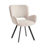 VETA Πολυθρόνα Περιστρεφόμενη Μέταλλο Βαφή Μαύρο Ύφασμα Μπεζ SET 2τμχ c534679