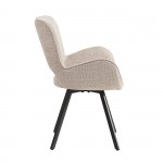 VETA Πολυθρόνα Περιστρεφόμενη Μέταλλο Βαφή Μαύρο Ύφασμα Μπεζ SET 2τμχ c534679