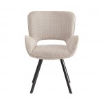 VETA Πολυθρόνα Περιστρεφόμενη Μέταλλο Βαφή Μαύρο Ύφασμα Μπεζ SET 2τμχ c534679