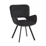 VETA Πολυθρόνα Περιστρεφόμενη Μέταλλο Βαφή Μαύρο Ύφασμα Μαύρο SET 2τμχ c534680