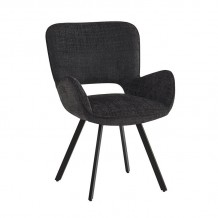 VETA Πολυθρόνα Περιστρεφόμενη Μέταλλο Βαφή Μαύρο Ύφασμα Μαύρο SET 2τμχ c534680