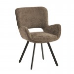 VETA Πολυθρόνα Περιστρεφόμενη Μέταλλο Βαφή Μαύρο Ύφασμα Καφέ SET 2τμχ c534681