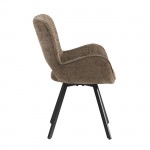 VETA Πολυθρόνα Περιστρεφόμενη Μέταλλο Βαφή Μαύρο Ύφασμα Καφέ SET 2τμχ c534681
