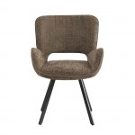 VETA Πολυθρόνα Περιστρεφόμενη Μέταλλο Βαφή Μαύρο Ύφασμα Καφέ SET 2τμχ c534681