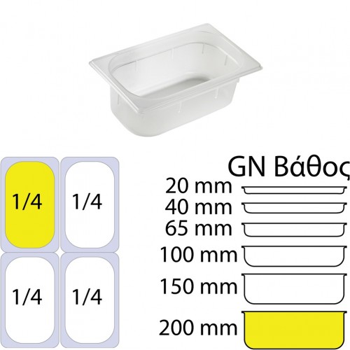 Δοχείο Τροφίμων PP Διάφανο χωρίς καπάκι GN1 4 162 x 265mm ύψος 200mm c534709