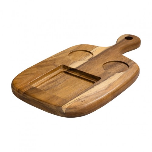 Ξύλινη βάση ρακέτα ακακίας για το mini BBQ με 2 θέσεις dip 36x20x2cm Style Point c534731