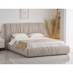 JAPAN Κρεβάτι Διπλό για Στρώμα 160x200cm Ύφασμα Μπεζ c534779