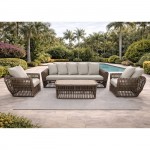 LOPEZ Set Σαλόνι Κήπου 3θέσ 2 Πολυθρόνες 1 Τραπεζάκι Μέταλλο-Wicker Καφέ Μαξιλ Μπεζ c534826