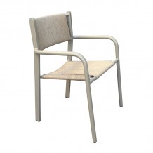 DENVER Πολυθρόνα Dining Στοιβαζόμενη Αλουμίνιο - Rope Wicker Μπεζ c534827