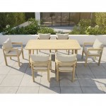 FLORIDA Dining Set Τραπεζαρία Κήπου Βεράντας 7τ Acacia Μαξιλάρια Μπεζ c534829