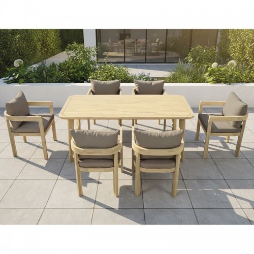 FLORIDA Dining Set Τραπεζαρία Κήπου Βεράντας 7τ Acacia Μαξιλάρια Cappuccino c534840