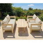 FLORIDA Living Set Σαλόνι Καθιστικό Κήπου-Βεράντας 4τ Acacia Μαξιλάρια Μπεζ c534841