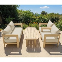 FLORIDA Living Set Σαλόνι Καθιστικό Κήπου-Βεράντας 4τ Acacia Μαξιλάρια Μπεζ c534841