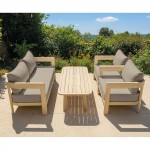 FLORIDA Living Set Σαλόνι Καθιστικό Κήπου-Βεράντας 4τ Acacia Μαξιλάρια Cappuccino c534842