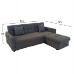 ΓΩΝΙΑΚΟΣ ΚΑΝΑΠΕΣ-ΚΡΕΒΑΤΙ ΑΝΑΣΤΡΕΨΙΜΟΣ NEZU HM3294 01 ΓΚΡΙ ΥΦΑΣΜΑ 213x145x83Υεκ c534878