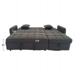 ΓΩΝΙΑΚΟΣ ΚΑΝΑΠΕΣ-ΚΡΕΒΑΤΙ ΑΝΑΣΤΡΕΨΙΜΟΣ NEZU HM3294 01 ΓΚΡΙ ΥΦΑΣΜΑ 213x145x83Υεκ c534878