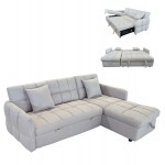 ΓΩΝΙΑΚΟΣ ΚΑΝΑΠΕΣ-ΚΡΕΒΑΤΙ ΑΝΑΣΤΡΕΨΙΜΟΣ NEZU HM3294 02 ΜΠΕΖ ΥΦΑΣΜΑ 213x145x83Υεκ c534879