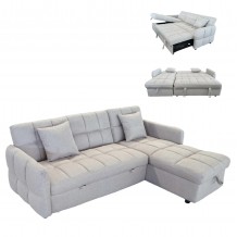 ΓΩΝΙΑΚΟΣ ΚΑΝΑΠΕΣ-ΚΡΕΒΑΤΙ ΑΝΑΣΤΡΕΨΙΜΟΣ NEZU HM3294 02 ΜΠΕΖ ΥΦΑΣΜΑ 213x145x83Υεκ c534879