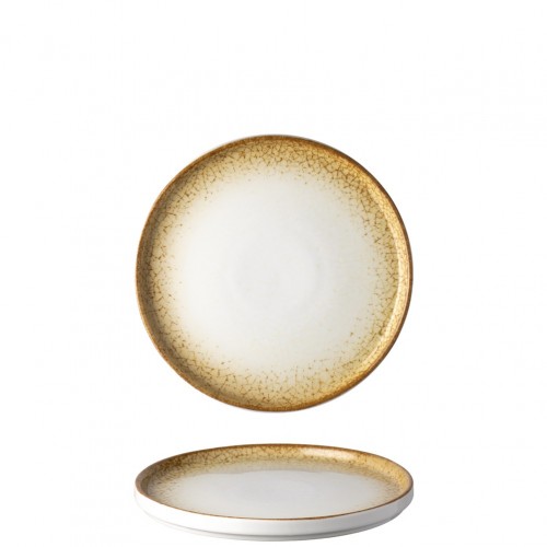 Πιάτο πορσελάνης με κάθετο χείλος step Φ22cm Κίτρινο Μπεζ σειρά Cavo LUKANDA Σετ 6 c534975