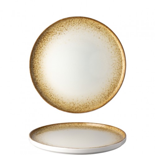 Πιάτο πορσελάνης με κάθετο χείλος step Φ27cm Κίτρινο Μπεζ σειρά Cavo LUKANDA Σετ 6 c534976