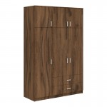 Ντουλάπα τρίφυλλη με συρτάρια Royal pakoworld καρυδι-oak 150x58x230εκ c535003