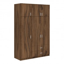 Ντουλάπα τρίφυλλη με συρτάρια Royal pakoworld καρυδι-oak 150x58x230εκ c535003