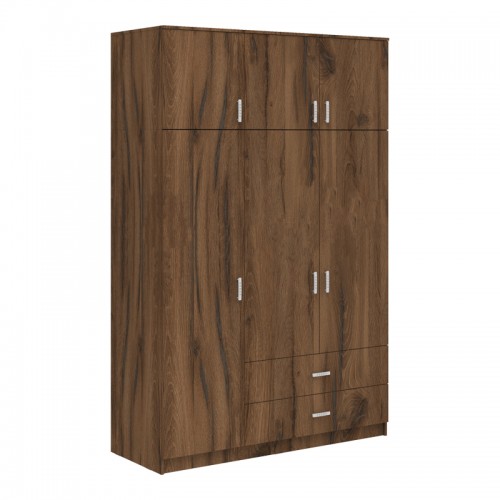 Ντουλάπα τρίφυλλη με συρτάρια Royal pakoworld καρυδι-oak 150x58x230εκ c535003