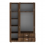 Ντουλάπα τρίφυλλη με συρτάρια Royal pakoworld καρυδι-oak 150x58x230εκ c535003