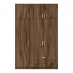 Ντουλάπα τρίφυλλη με συρτάρια Royal pakoworld καρυδι-oak 150x58x230εκ c535003